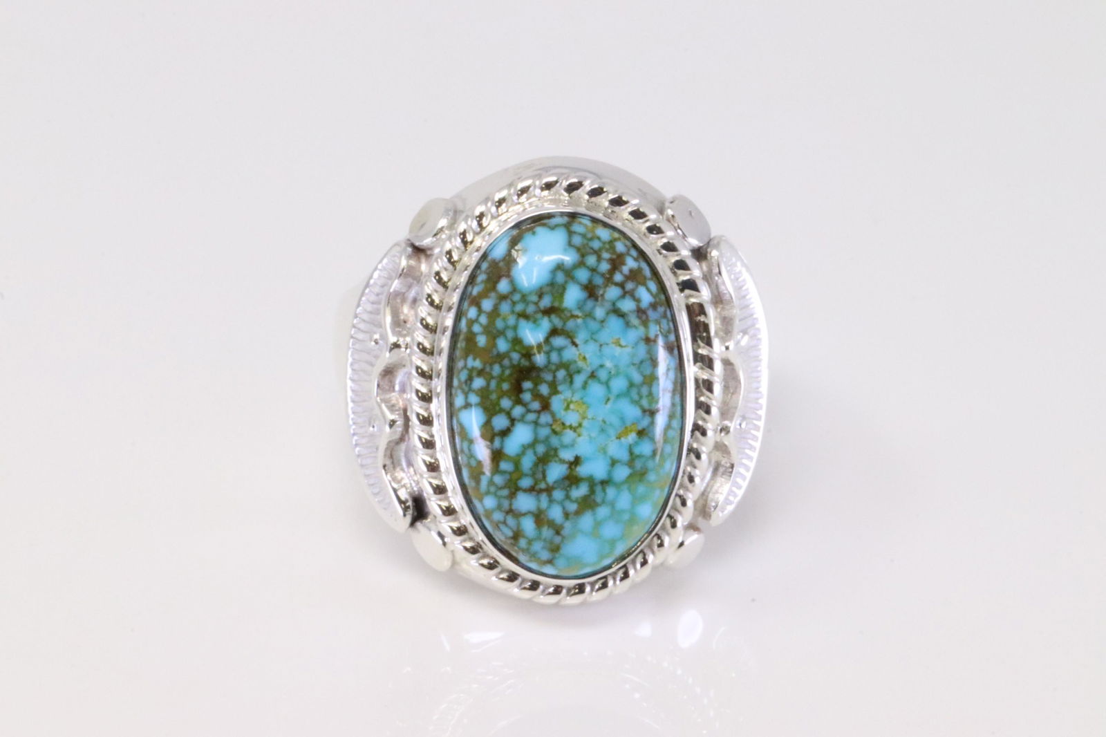 Native America Navajo Handmade Sterling Silver Turquoise Ring By AT. (1 of 4)