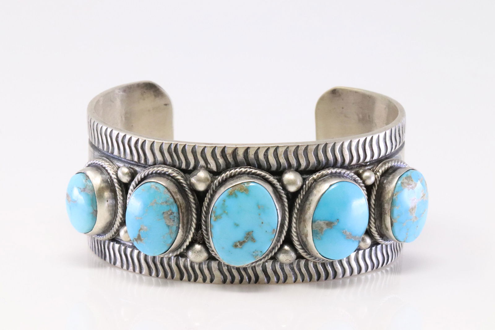 Native America Handmade Navajo Sterling Silver Turquoise Bracelet By Boyd Ashley. (1 of 4)