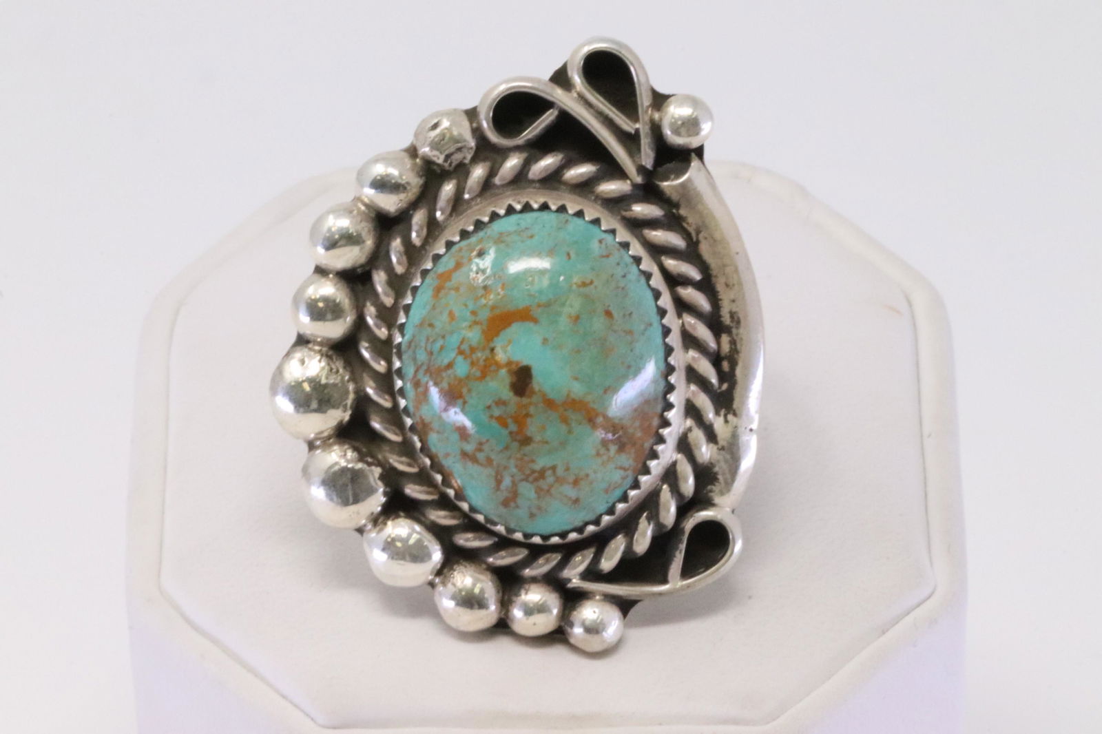 Native America Navajo Handmade Sterling Silver Turquoise Ring  y Ray Nez. (1 of 4)