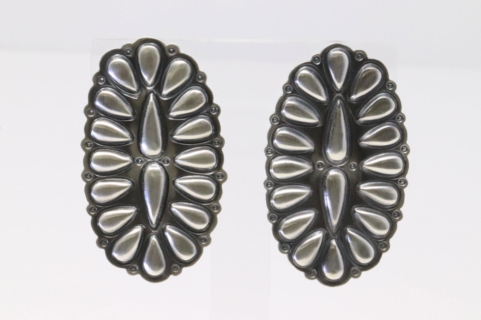Native American Navajo Handmade Sterling Silver Post Earring's By Charles Johnson. (1 of 4)
