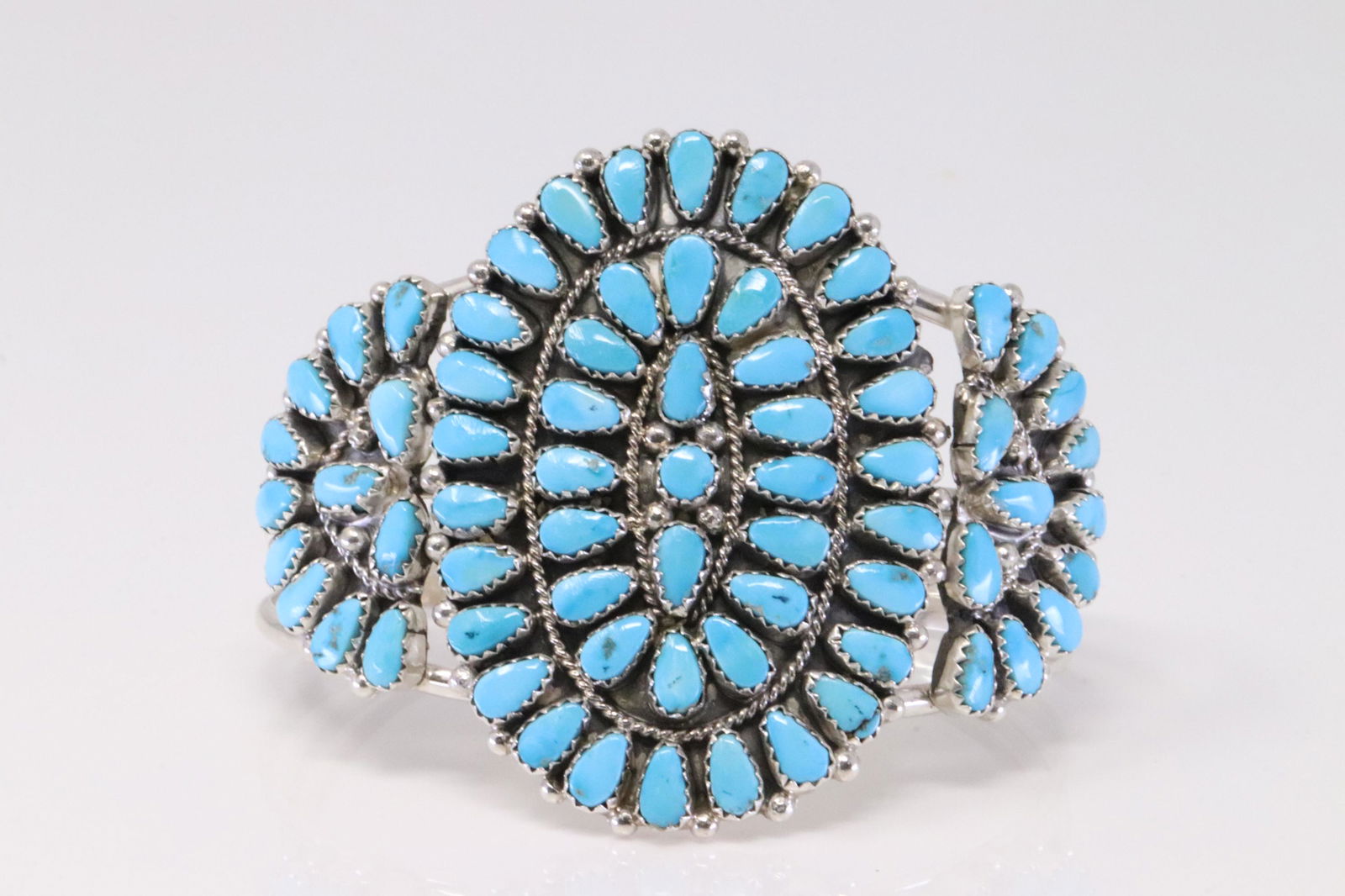 Native America Zuni Handmade Sterling Silver Turquoise Bracelet By Alice J.Wilson. (1 of 4)