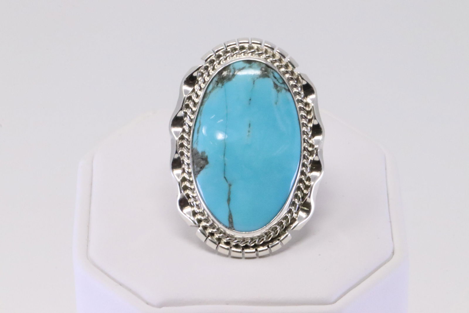 Native America Navajo Handmade Sterling Silver Turquoise Ring By R.B. (1 of 4)