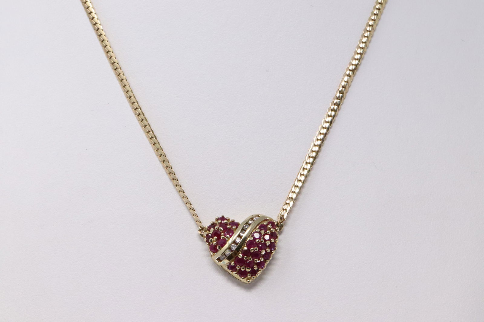 14Kt Yellow Gold Diamond Heart Necklace. (1 of 4)