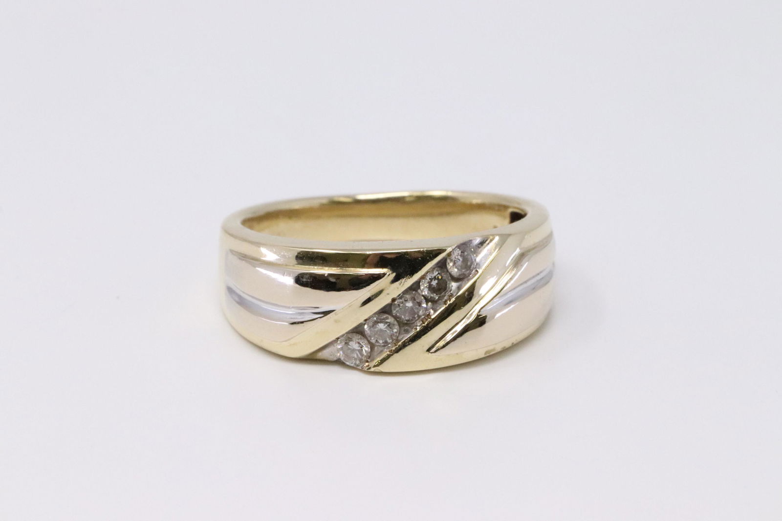 Men's Yellow Gold Diamond Ring (1 of 4)