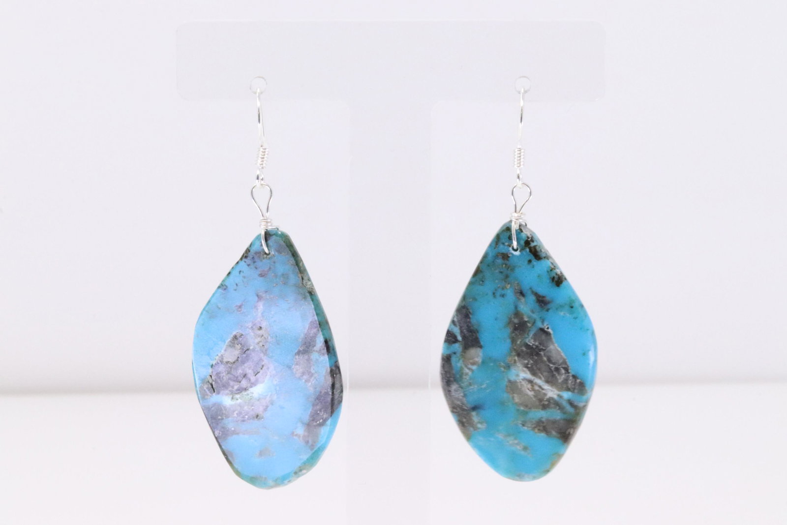 Native America Navajo Handmade Sterling Silver Turquoise Dangling Earring's By Joe & Joan Garcia.: This is a Native America Navajo Handmade Sterling Silver Turquoise Dangling Earring's By Joe & Joan Garcia.