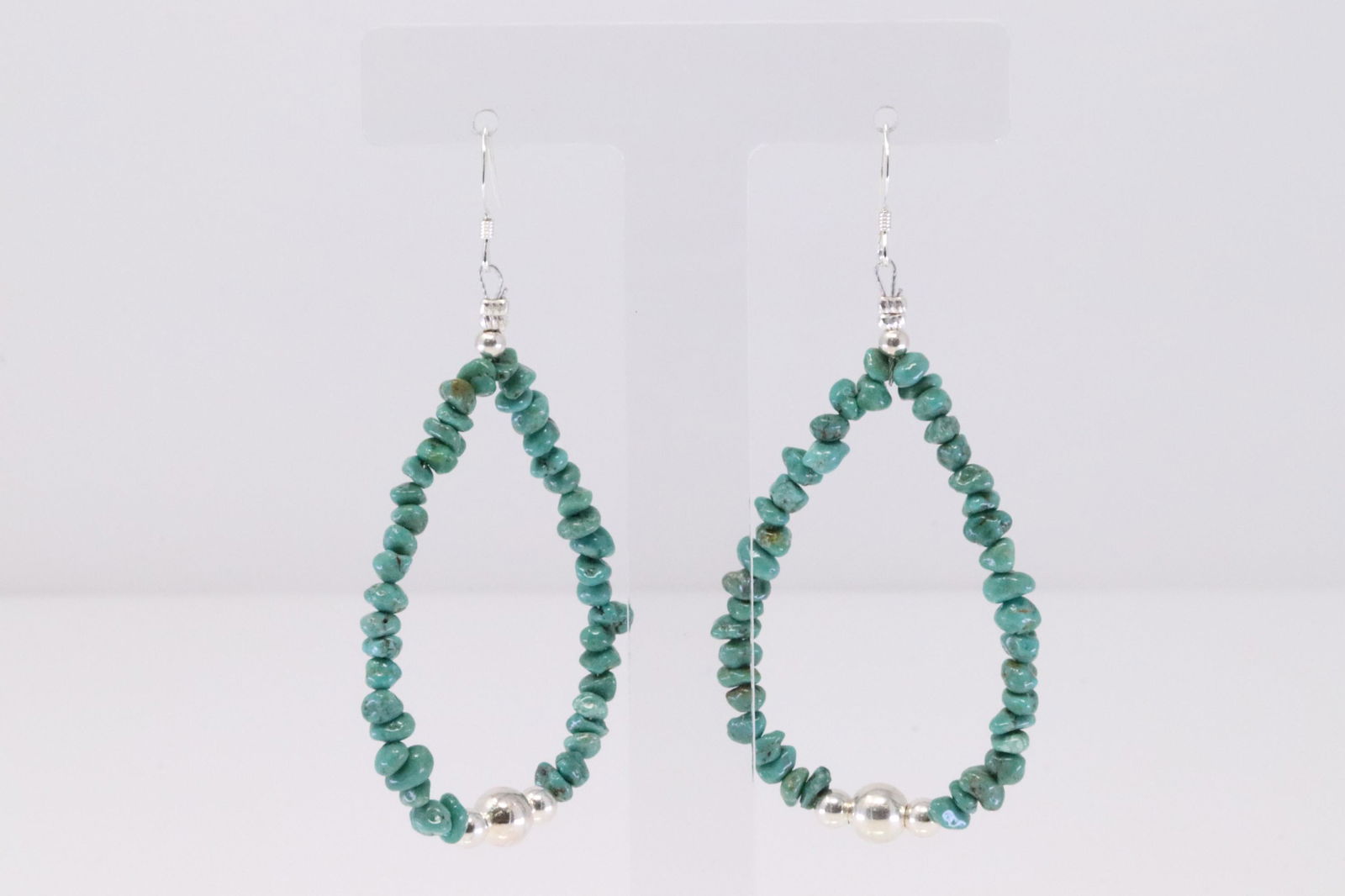 Native America Navajo Handmade Sterling Silver Turquoise / Pearl Dangling Earring's. (1 of 4)