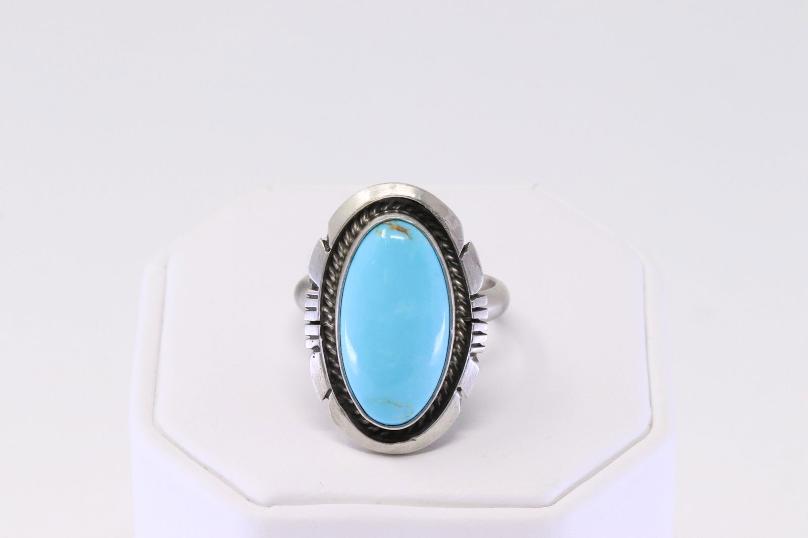 Native America Navajo Handmade Sterling Silver Turquoise Ring By Alfred Martinez. (1 of 4)