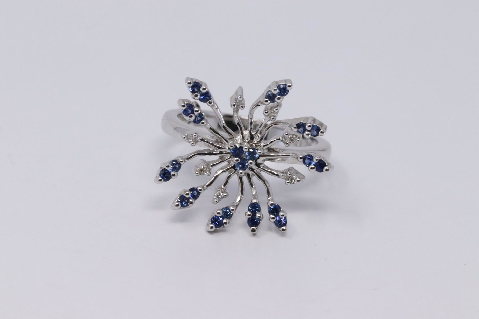 14Kt White Gold Diamond Flower Ring (1 of 4)