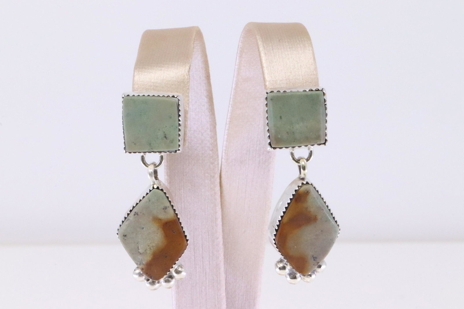 Native America Navajo Handmade Sterling Silver Turquoise Post Earring's By Selina Warner.: This is a Native America Navajo Handmade Sterling Silver Turquoise Post Earring's By Selina Warner.