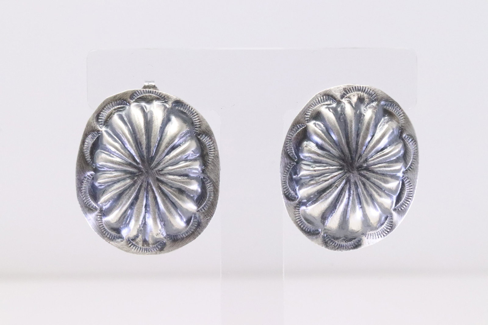 Native America Navajo Handmade Sterling Silver Post Earring's By Joan Begay.: This is a Native America Navajo Handmade Sterling Silver Post Earring's By Joan Begay.