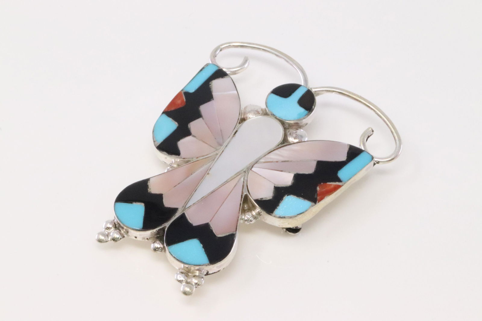 Native America Handmade Zuni Sterling Silver Butterfly Pin / Pendant By A.Dishta. (1 of 3)