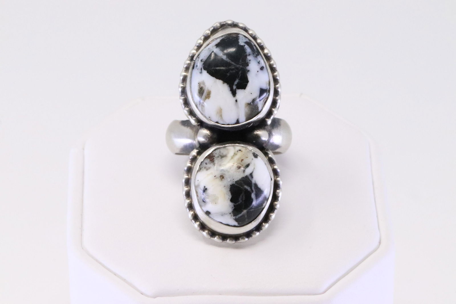 Native America Navajo Handmade Sterling Silver White Buffalo Ring By Sheila. (1 of 4)