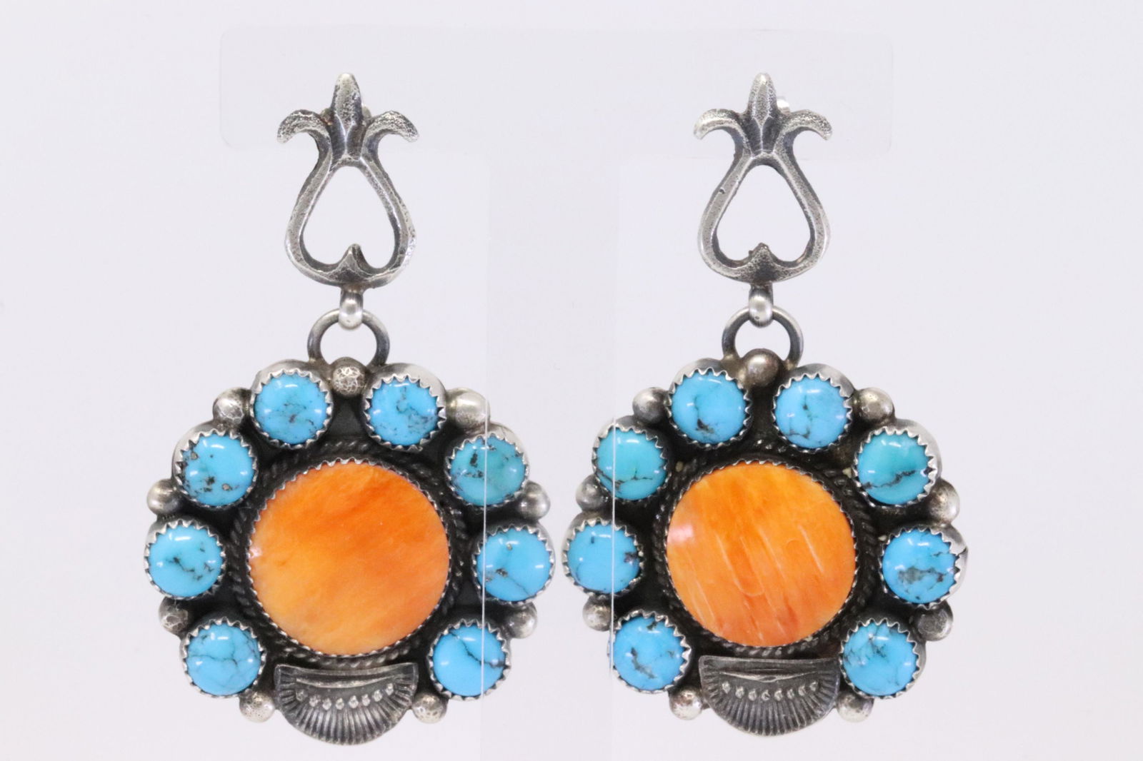 Native America Navajo Handmade Sterling Silver Spyni Oyster Post Earring's By Shawn Cayatineto. (1 of 4)