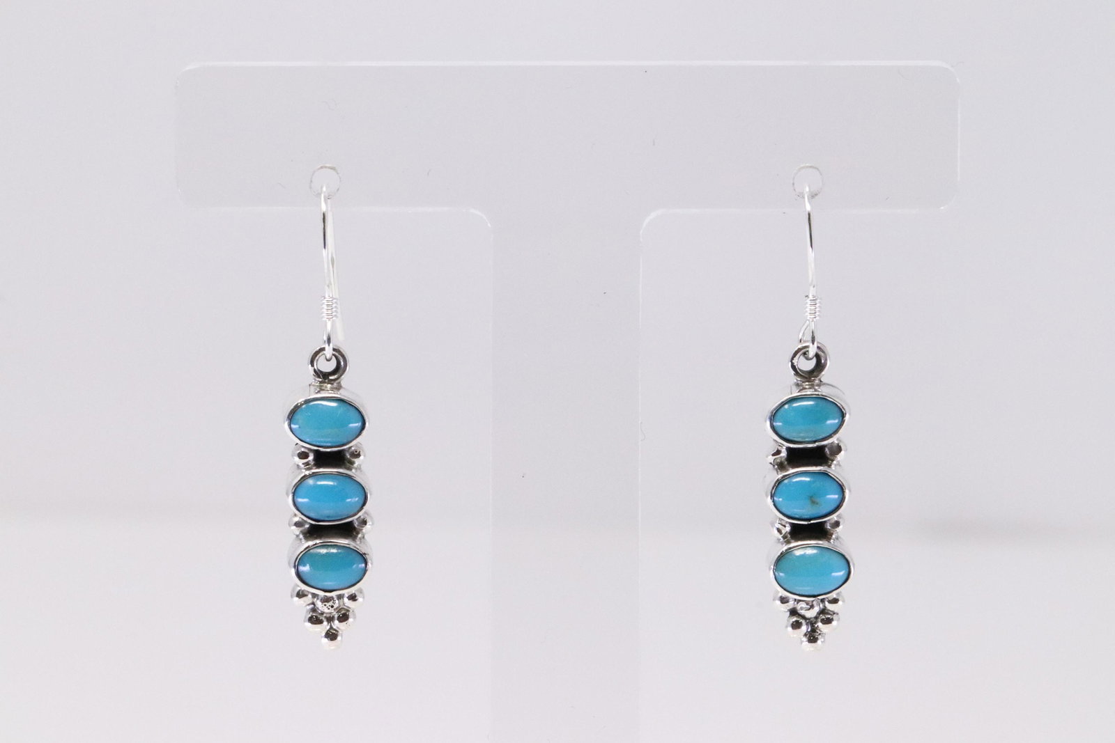 Native America Navajo Handmade Sterling Silver Turquoise Dangling Earring's By Gary Shorty.: This is a Native America Navajo Handmade Sterling Silver Turquoise Dangling Earring's By Gary Shorty.