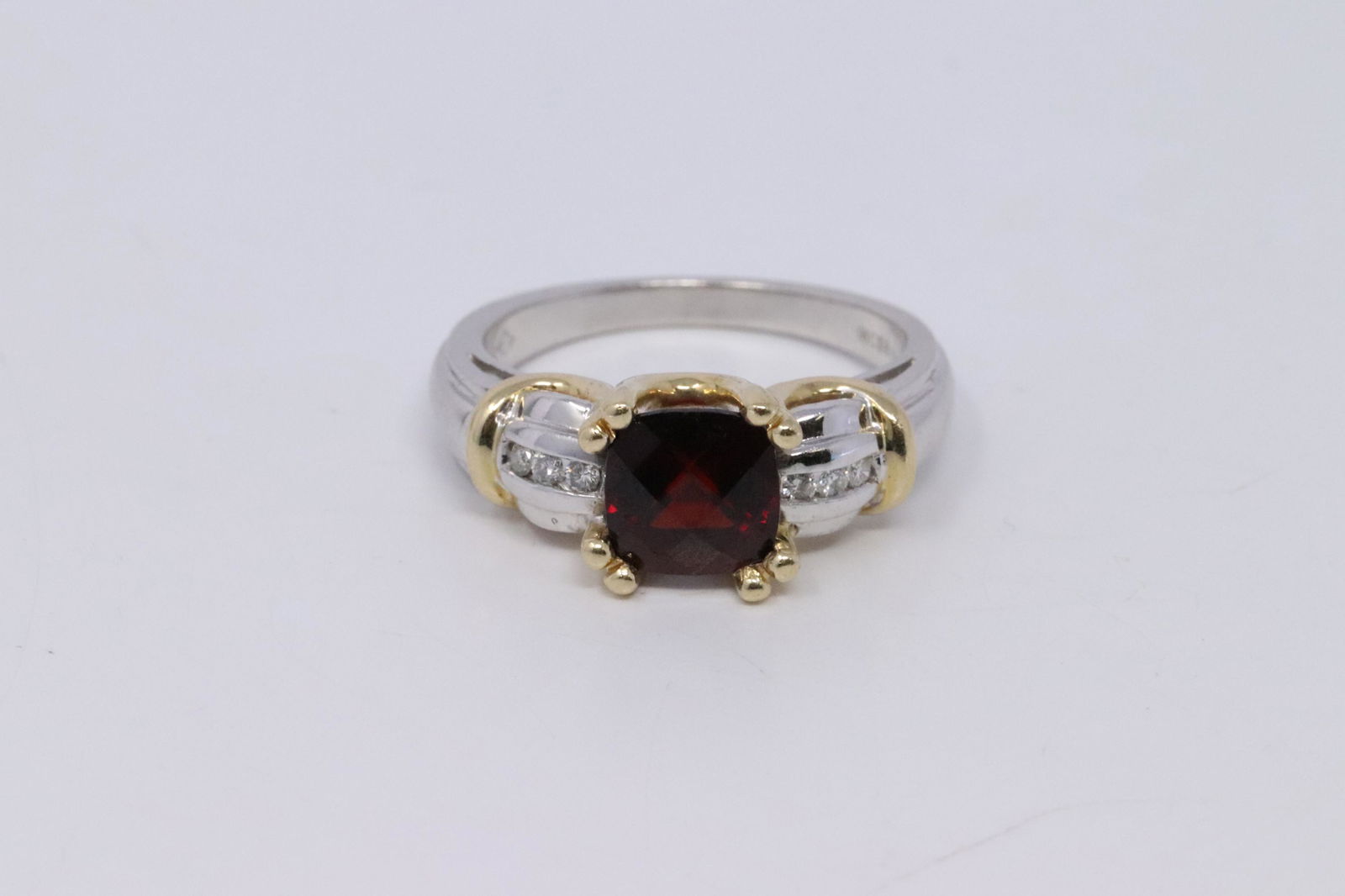 14Kt Two Tone Diamond/Garnet Ring (1 of 3)
