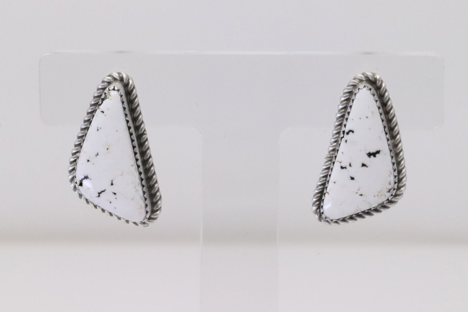 Native American Navajo Handmade Sterling Silver White Post Earring's By Judith Dixon. (1 of 4)