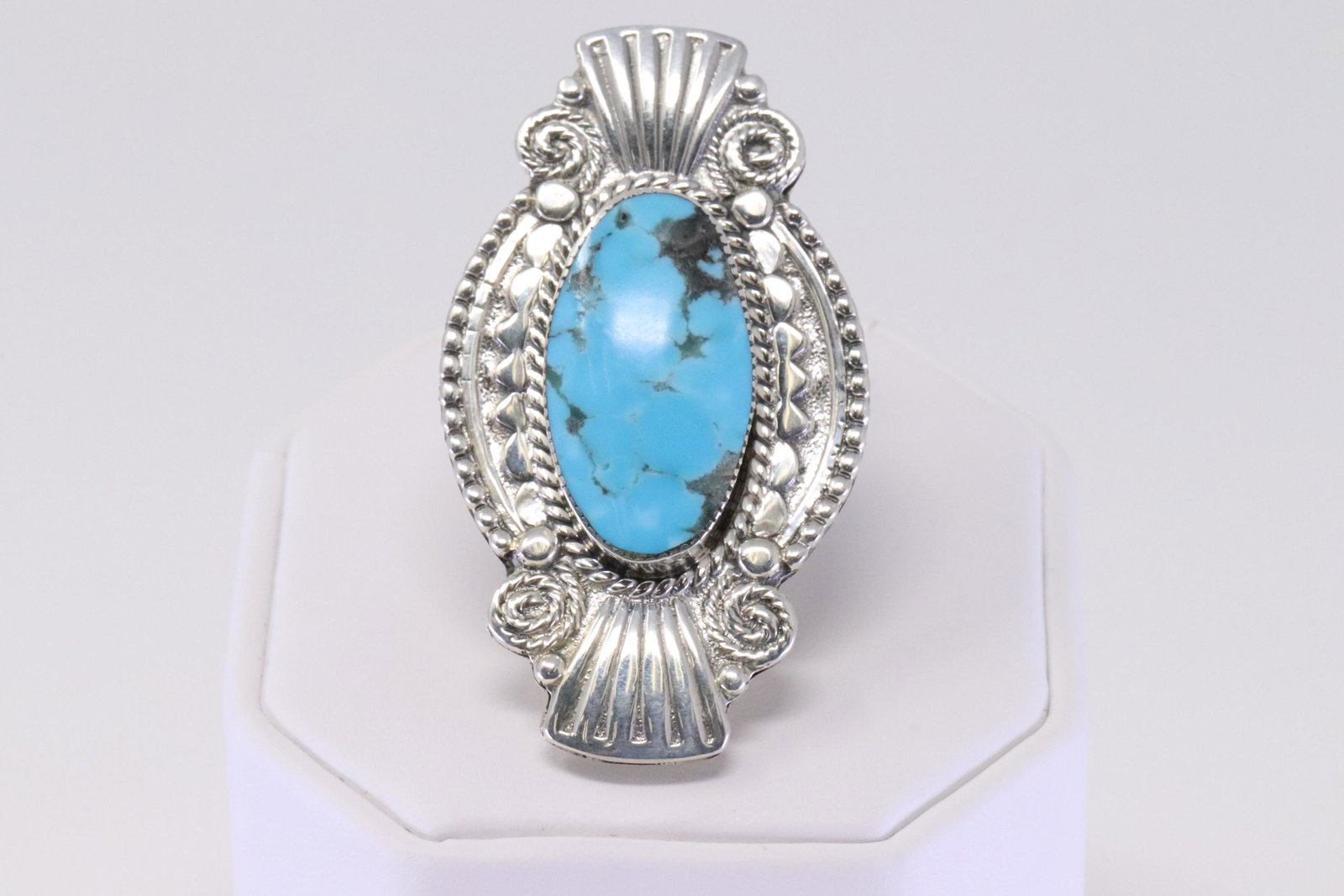 Native America Navajo Handmade Sterling Silver Turquoise Ring By Jimison Ben.: This is a Native America Navajo Handmade Sterling Silver Turquoise Ring By Jimison Ben. Ring size: 7.00.