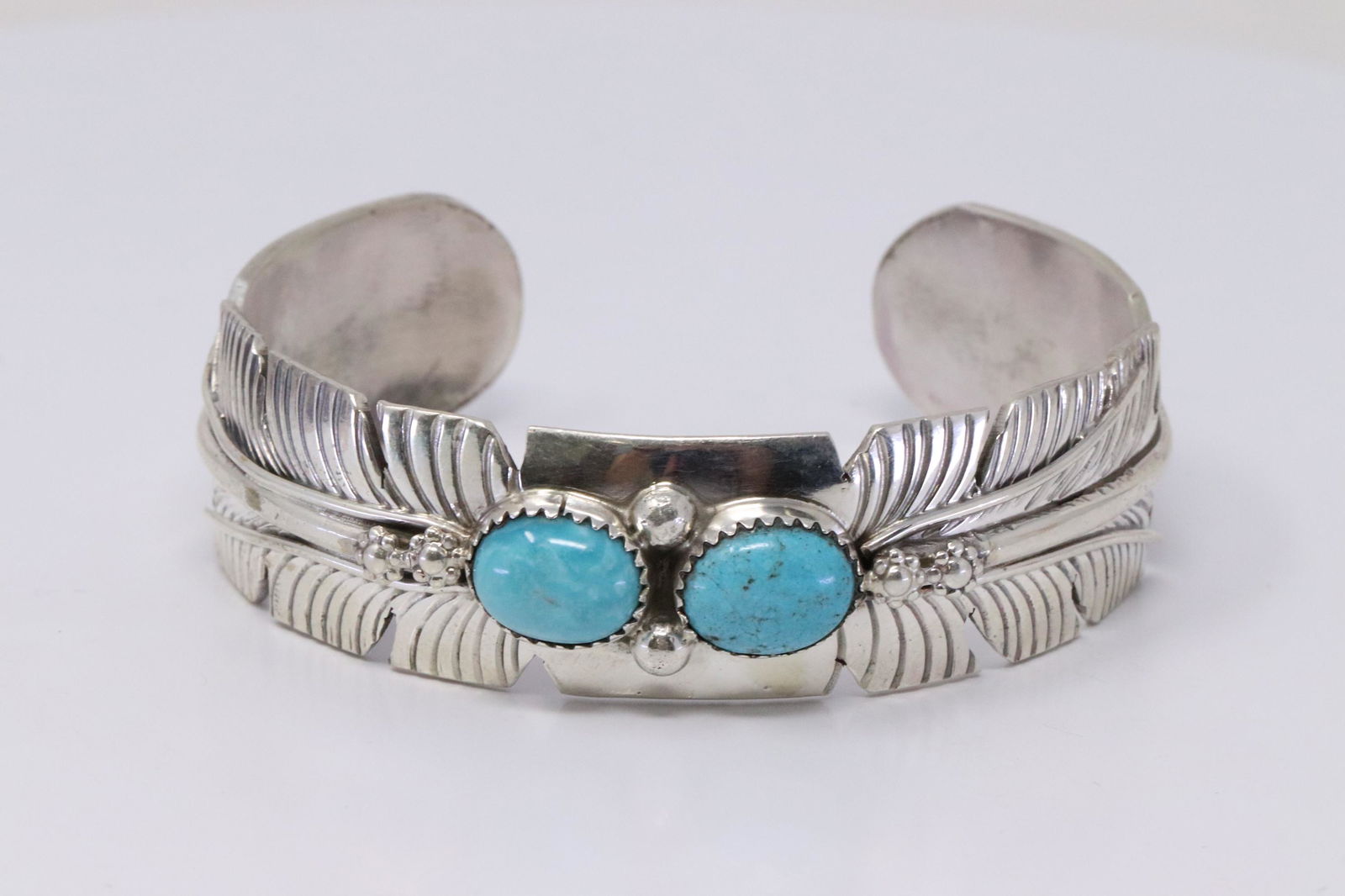 Native America Navajo Sterling Silver Turquoise Bracelet By M Thomas Jr. (1 of 4)