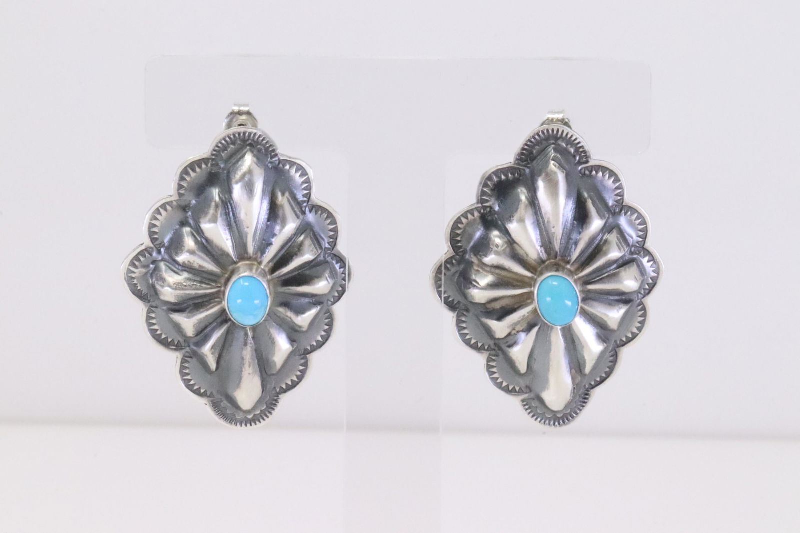 Native America Navajo Handmade Sterling Silver Turquoise Post Earring's By Rita Lee. (1 of 4)