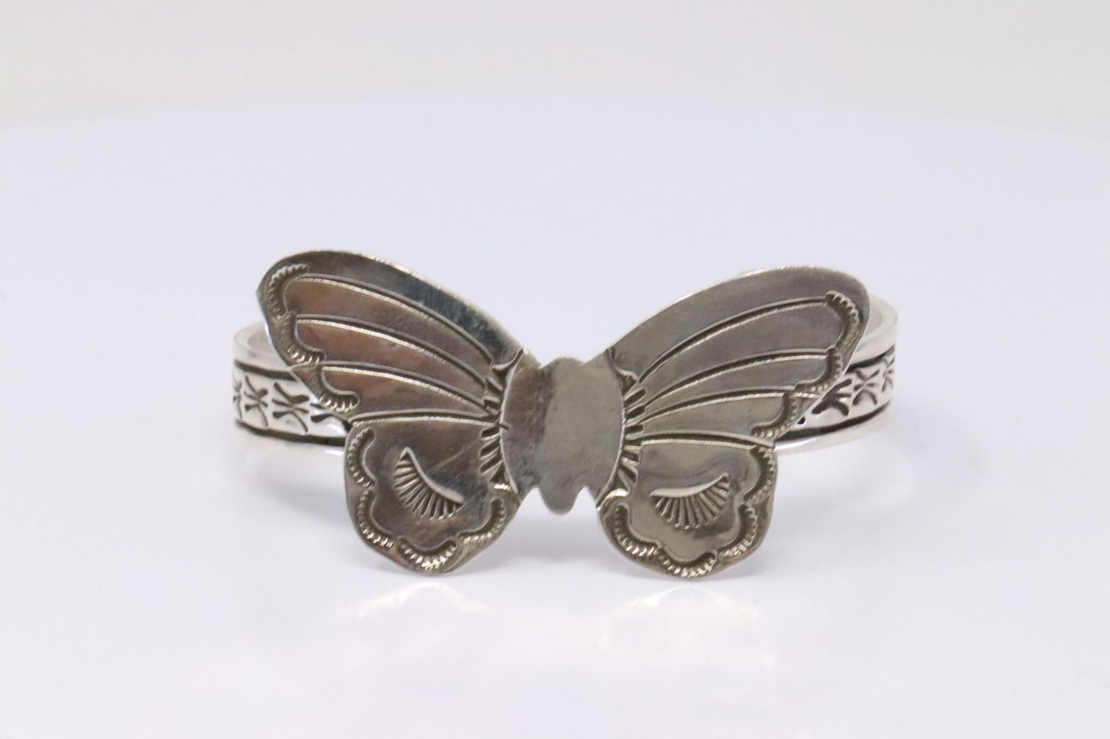 Native American Navajo Handmade Sterling Silver Butterfly Bracelet By R.E. (1 of 4)