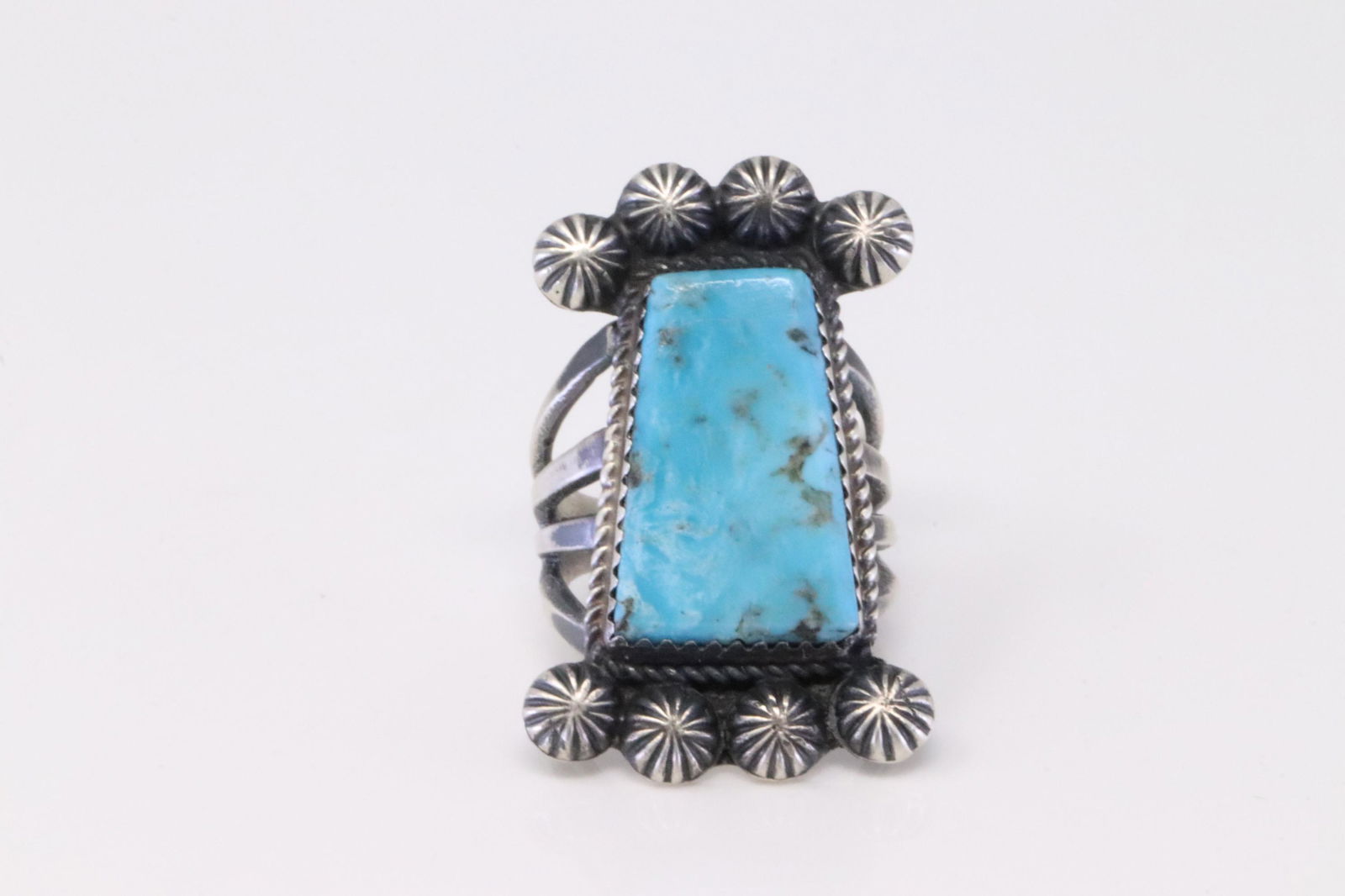 Native America Navajo Handmade Sterling Silver Turquoise Ring By MC. (1 of 4)
