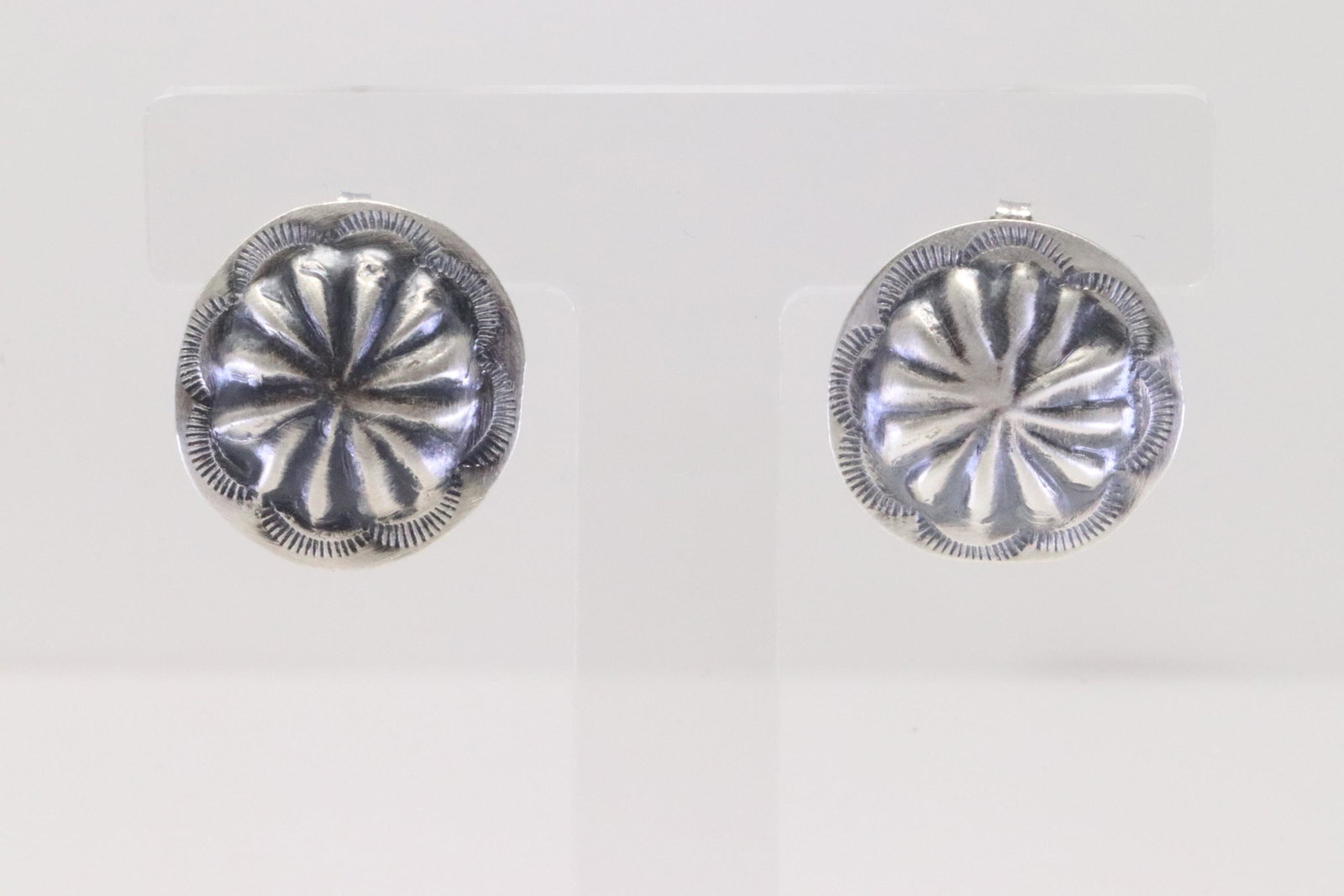 Native America Navajo Handmade Sterling Silver Post Earring's By Joan Begay.: This is a Native America Navajo Handmade Sterling Silver Post Earring's By Joan Begay.
