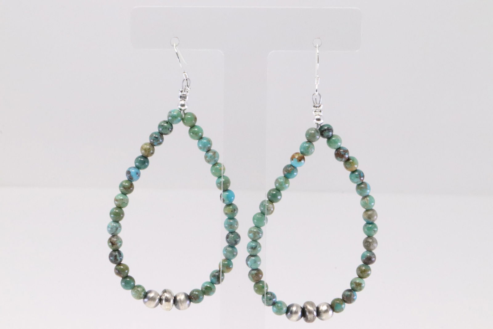 Native America Navajo Handmade Sterling Silver Turquoise / Bead Dangling Earring's. (1 of 4)