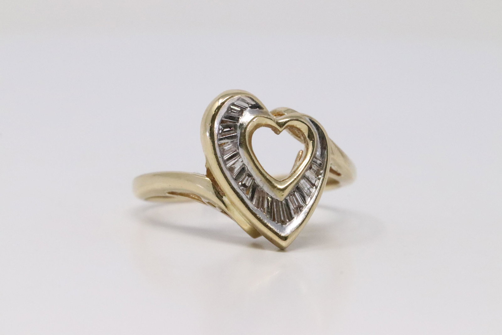 14Kt Yellow Gold Heart Diamond Ring. (1 of 4)