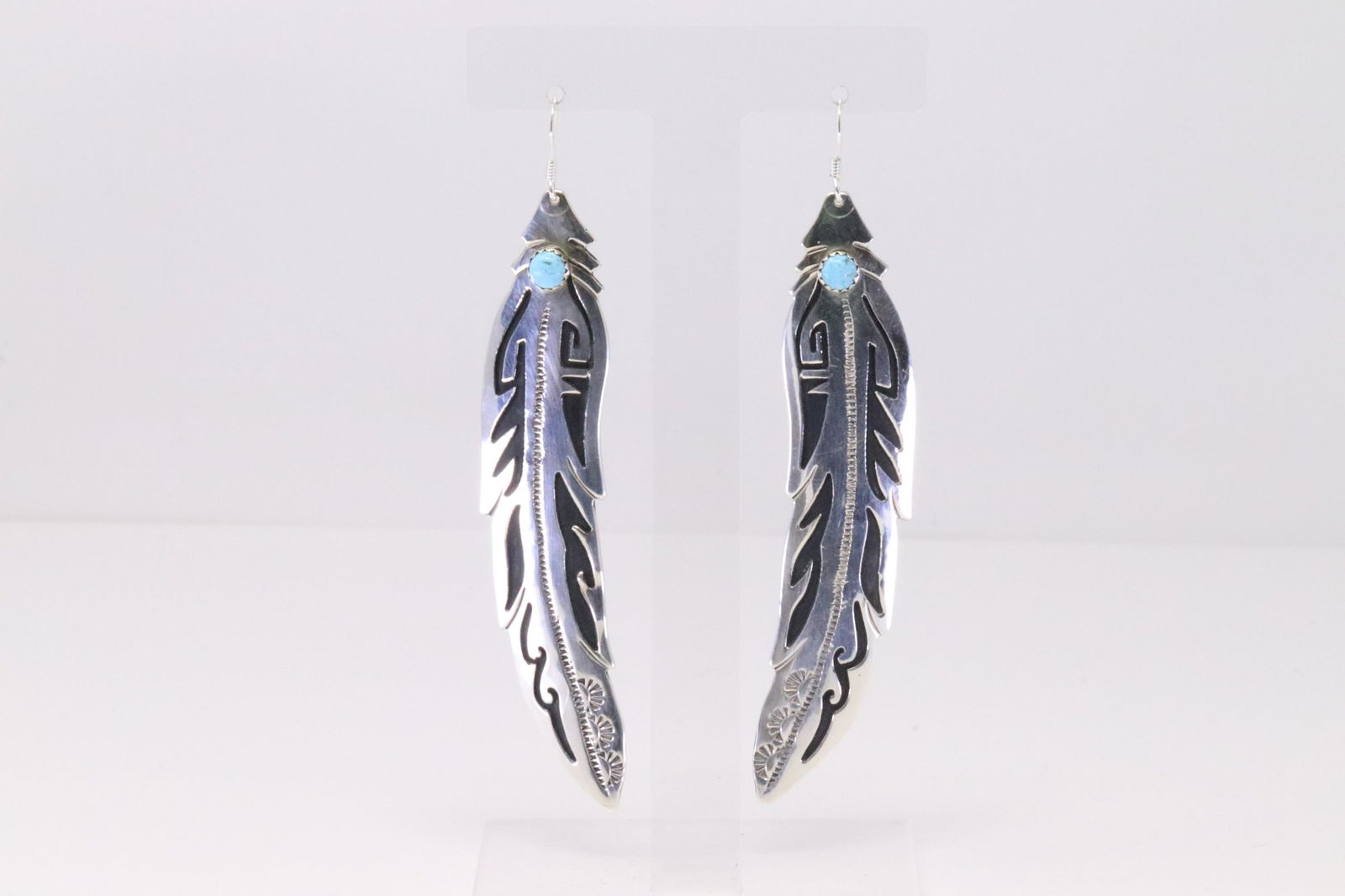 Native America Handmade Navajo Sterling Silver Turquoise Dangling Earring's By T&R. (1 of 4)