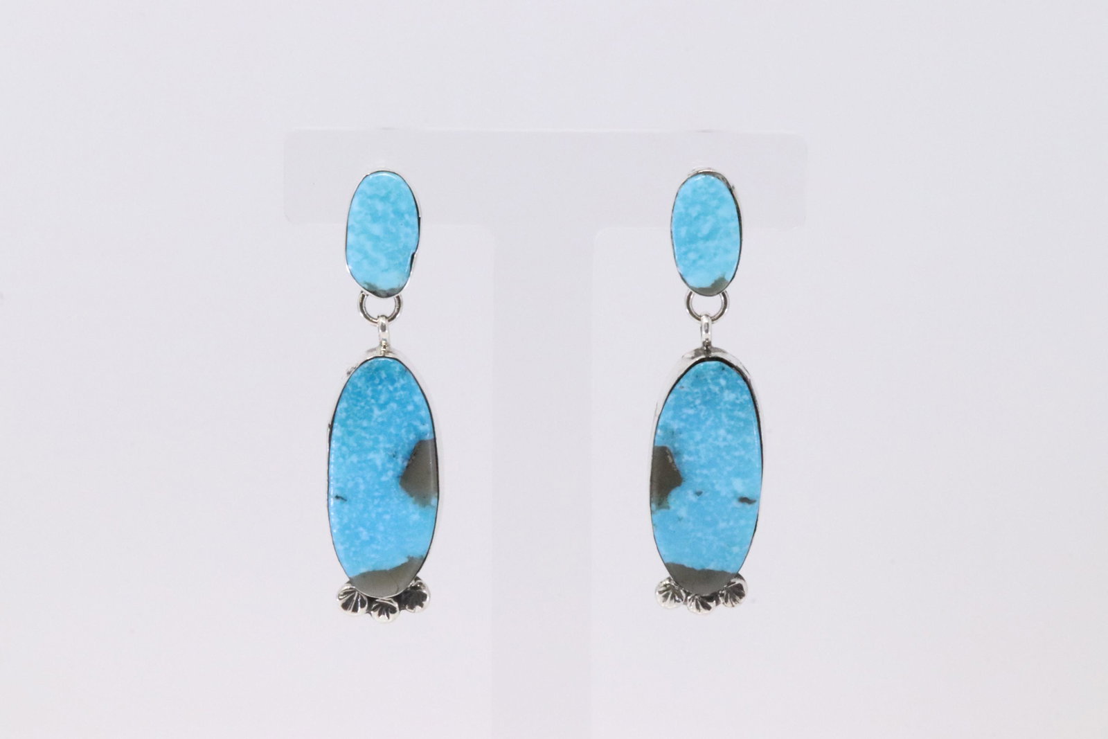 Native America Navajo Handmade Sterling Silver Turquoise Post Earring's By Selena Warner.: This is a Native America Navajo Handmade Sterling Silver Turquoise Post Earring's By Selena Warner.