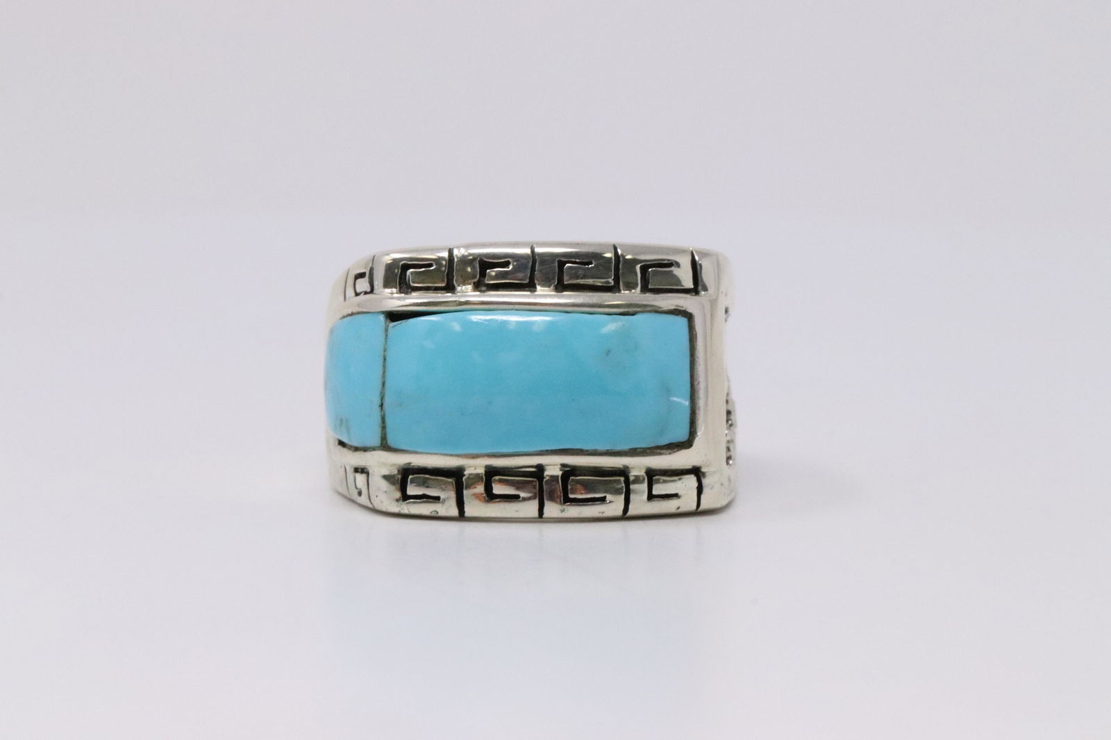 Native American Zuni Handmade Sterling Silver Turquoise Ring By Leslie Gladys Lamy. (1 of 4)