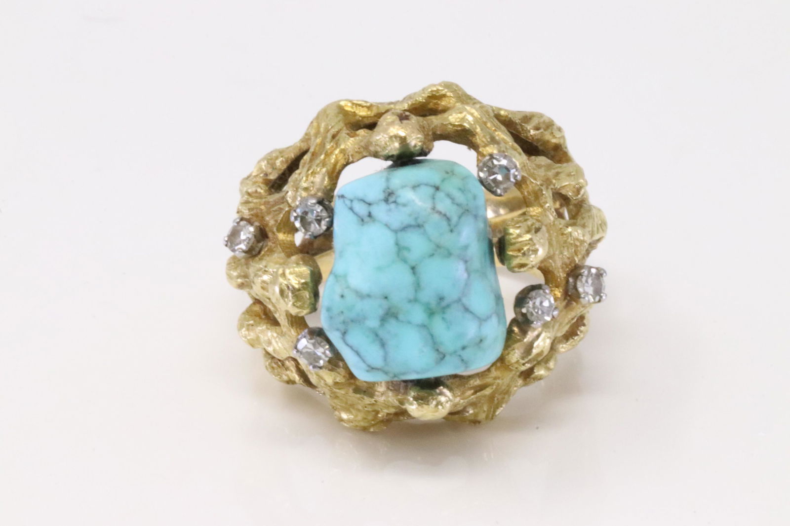 Vintage Turquoise & Diamond Ring 18Kt. (1 of 5)
