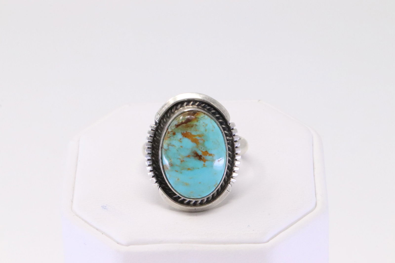 Native America Navajo Handmade Sterling Silver Turquoise Ring By Alfred Martinez. (1 of 4)