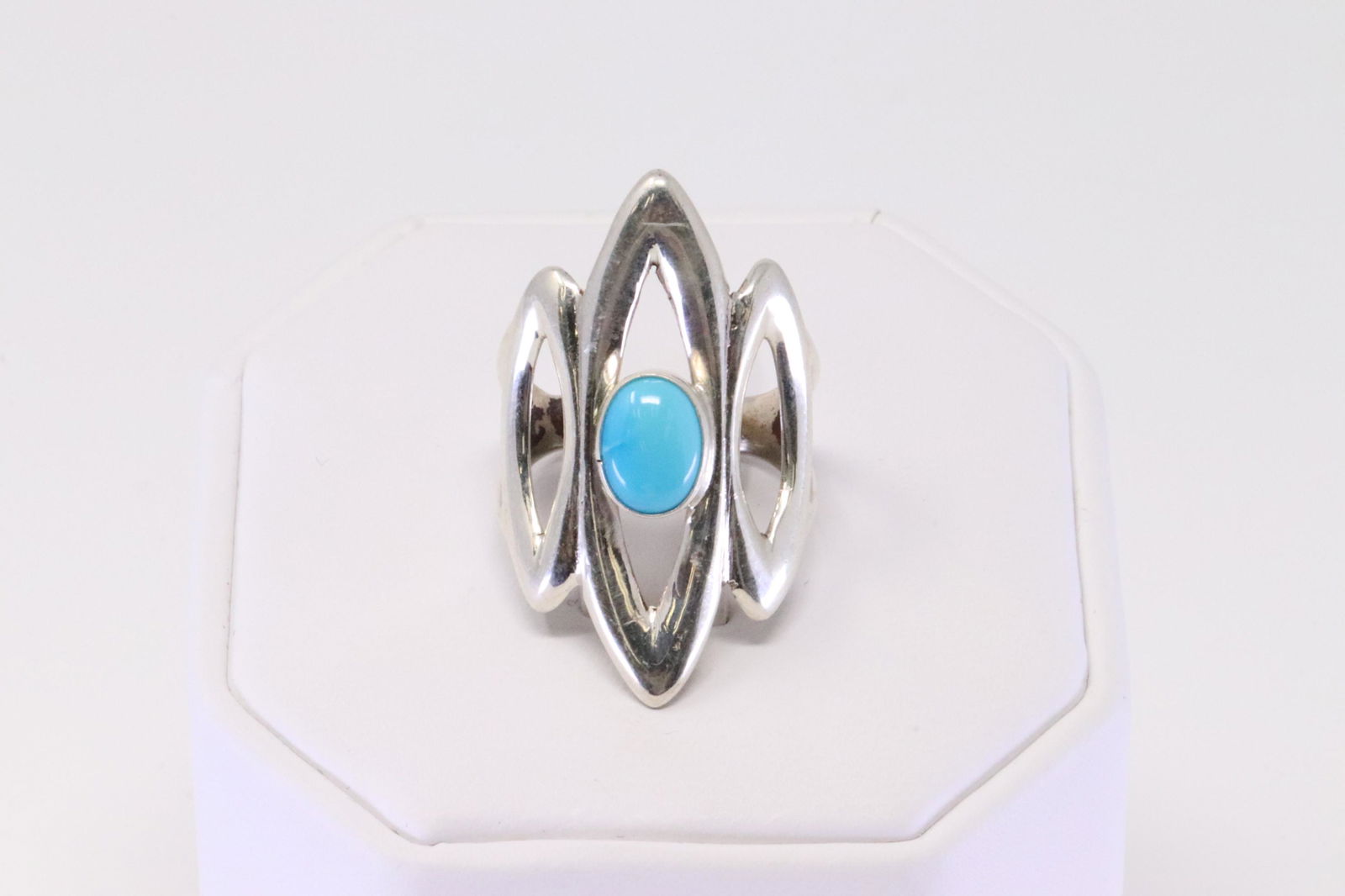 Native America Navajo Handmade Sterling Silver Turquoise Ring By P. (1 of 4)