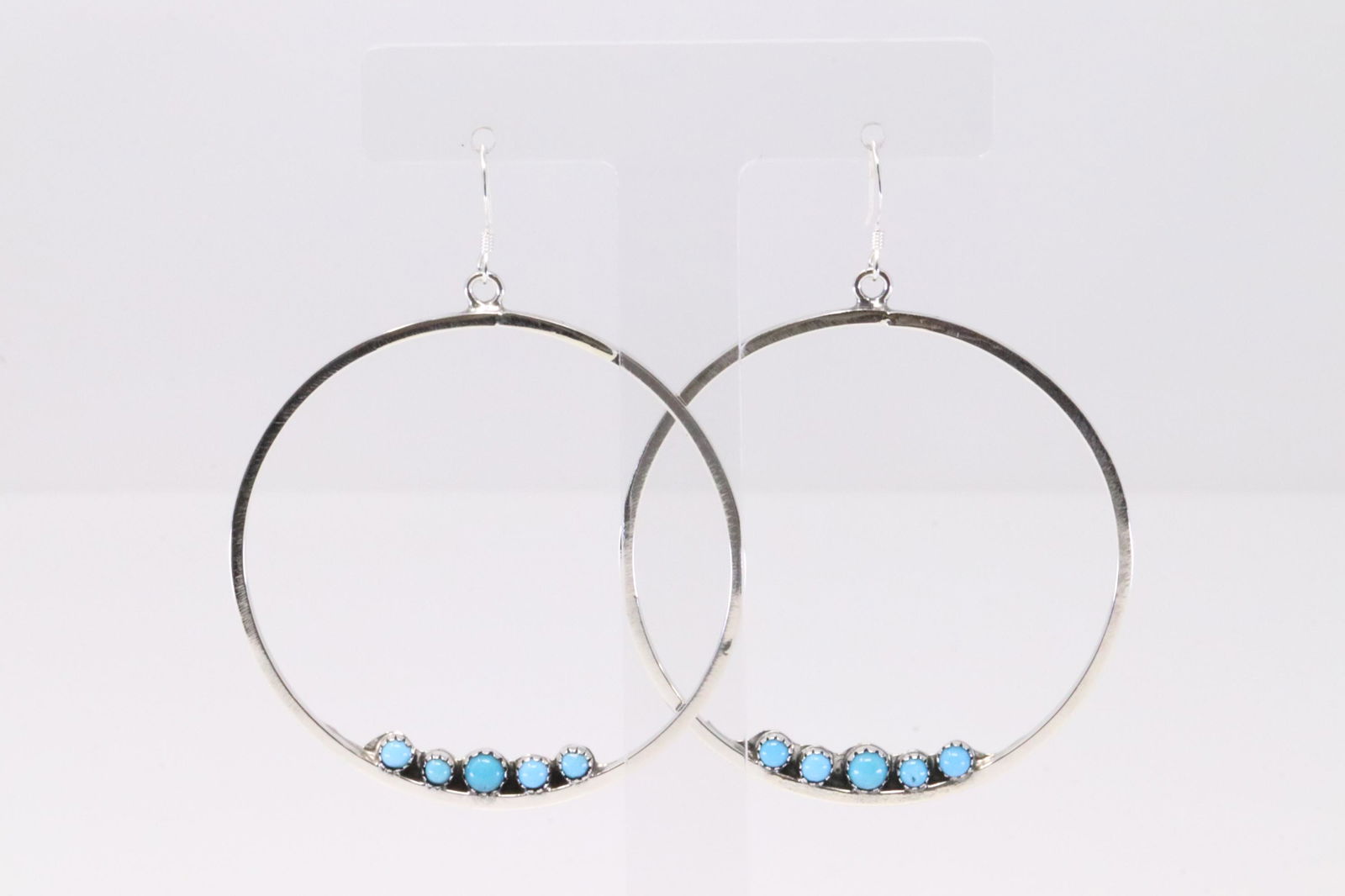 Native America Navajo Handmade Sterling Silver Turquoise Dangling Earring's By Sadie Jim. (1 of 4)