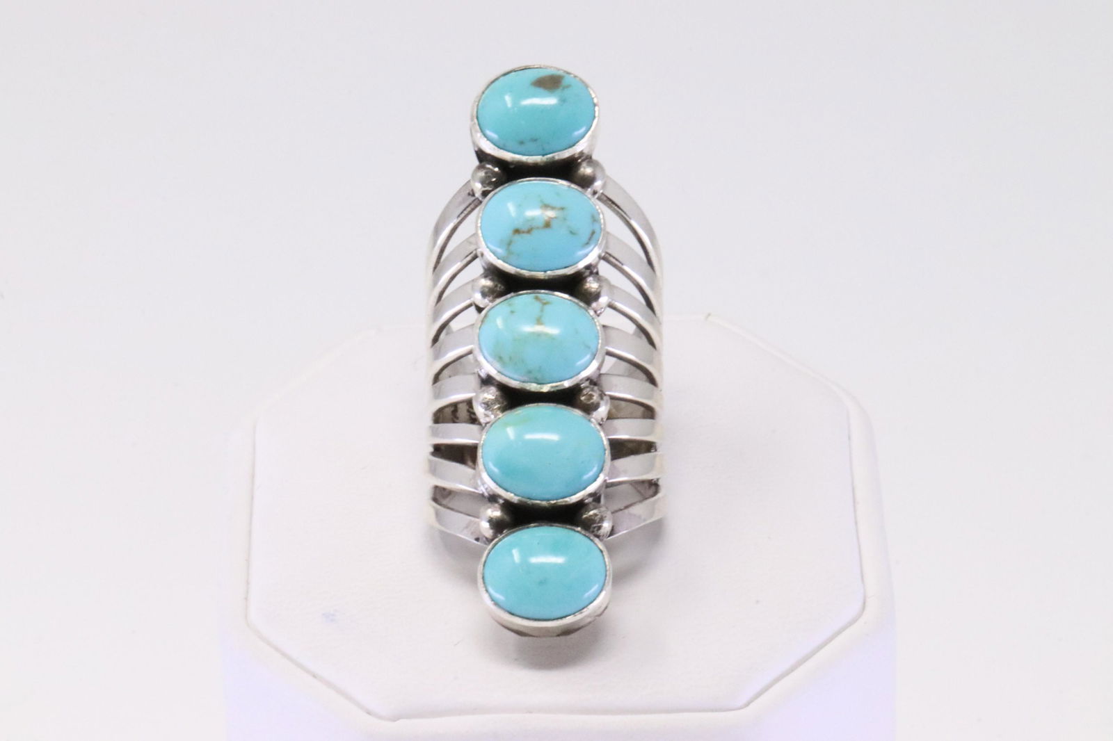 Native America Navajo Handmade Sterling Silver Turquoise Ring By Thomas Yazzie. (1 of 4)