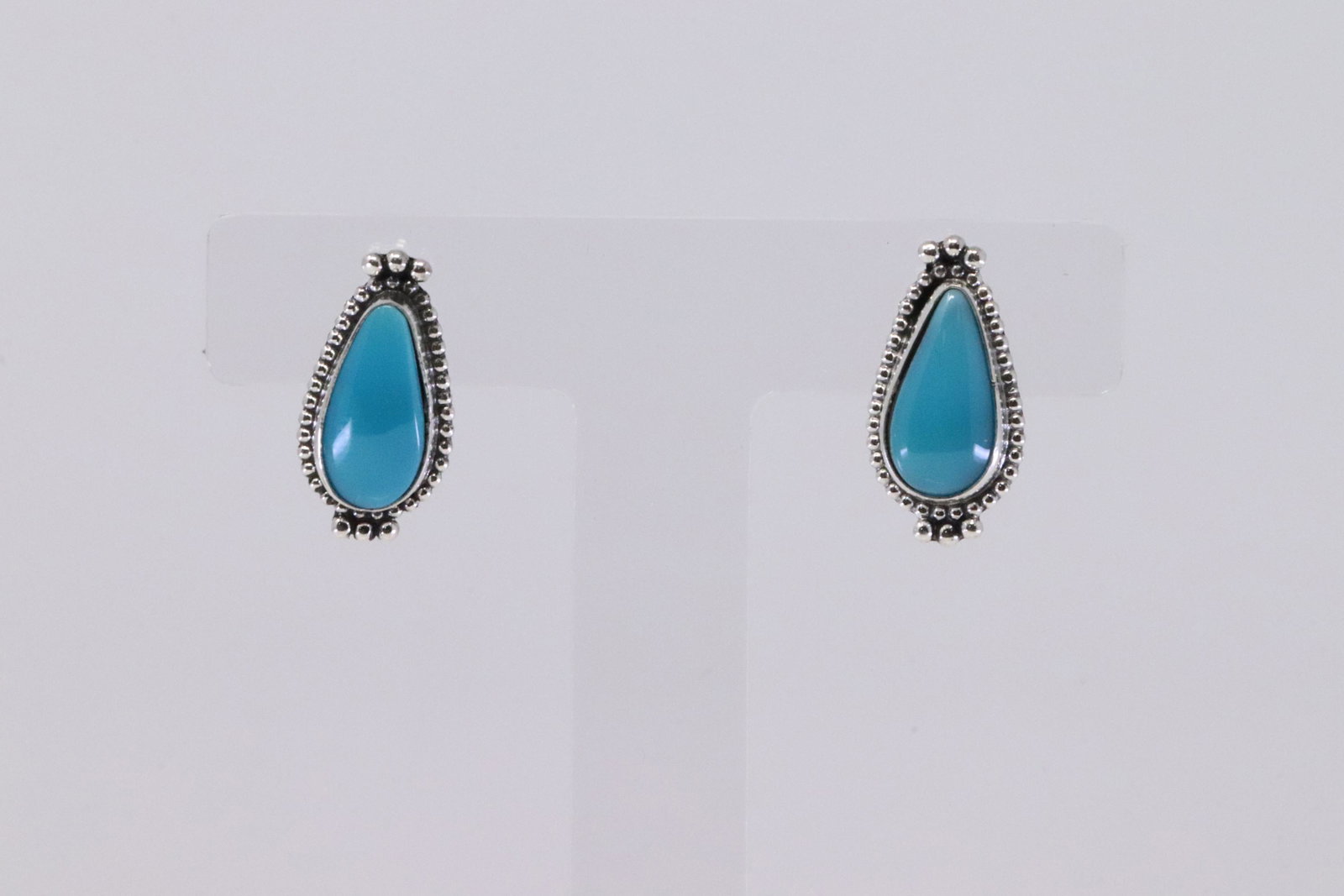 Native America Navajo Handmade Sterling Silver Turquoise Post Earring's By Jan Mariano.: This is a Native America Navajo Handmade Sterling Silver Turquoise Post Earring's By Jan Mariano.