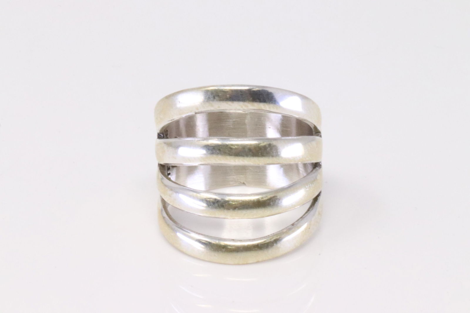 Native America Navajo Handmade Sterling Silver Solid Cuff Ring By G.S. (1 of 4)