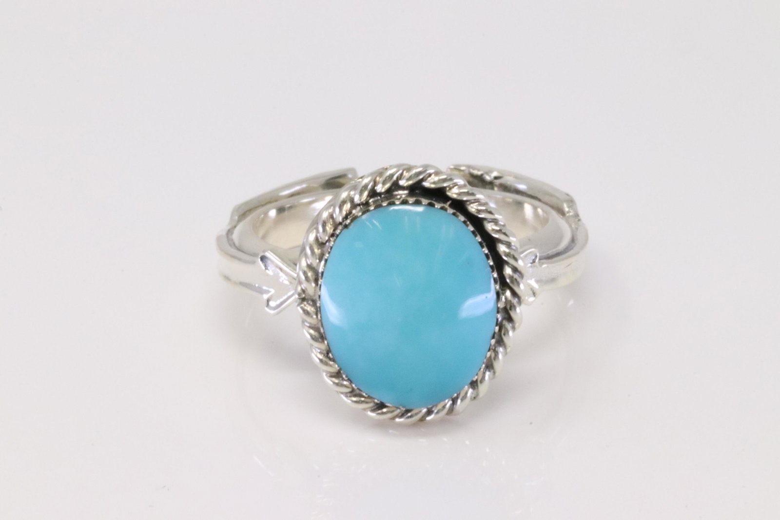 Native America Navajo Handmade Sterling Silver Turquoise Ring By Sadie Jim.: This is a Native America Navajo Handmade Sterling Silver Turquoise Ring By Sadie Jim. Ring size: 7.50.