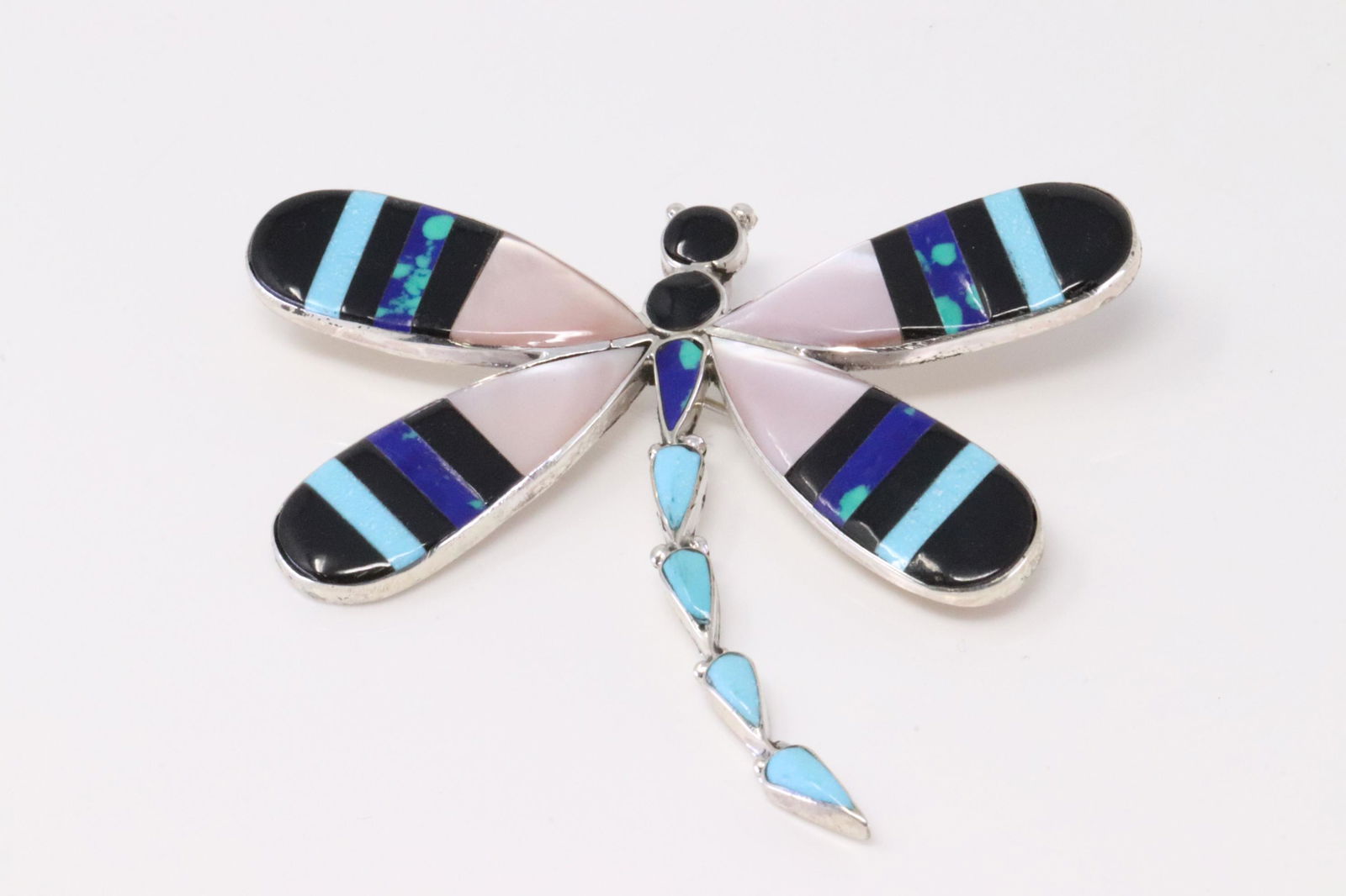 Native America Zuni Handmade Sterling Silver Multi-Color Butterfly Pin / Pendant By A.A. (1 of 3)
