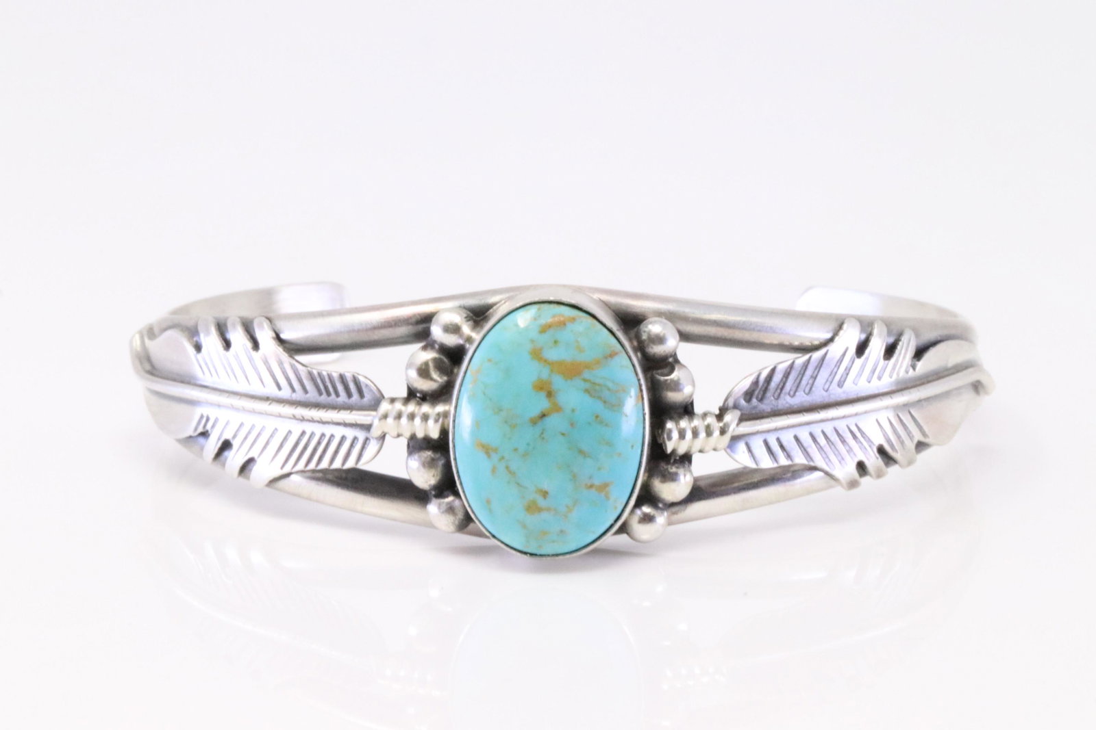 Native America Navajo Handmade Sterling Silver Kingman Turquoise Bracelet Cuff By Alfred Martinez.: This is a Native America Navajo Handmade Sterling Silver Kingman Turquoise Bracelet Cuff By Alfred Martinez.