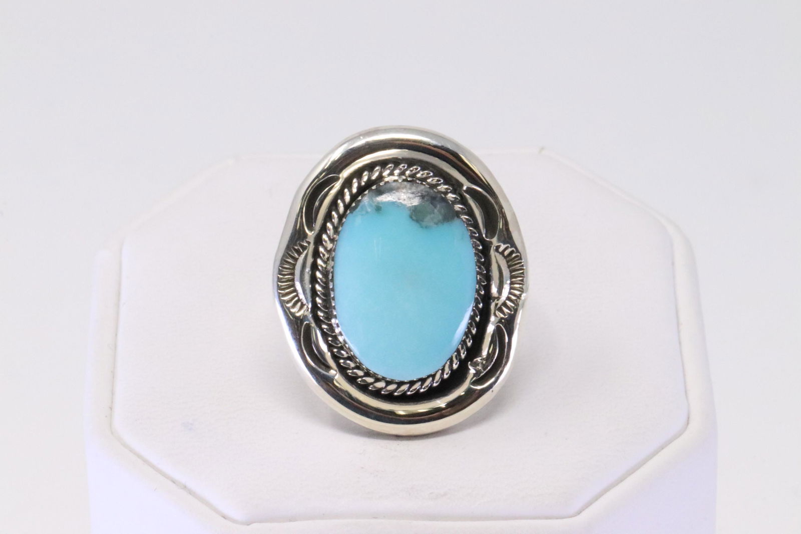 Native America Navajo Handmade Sterling Silver Turquoise Ring By Gilbert Smith. (1 of 4)