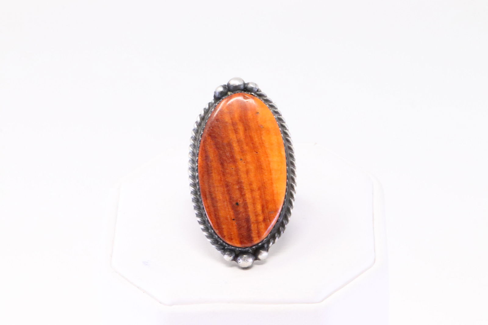 Native America Navajo Handmade Sterling Silver Spiny Oyster Ring By C. (1 of 4)