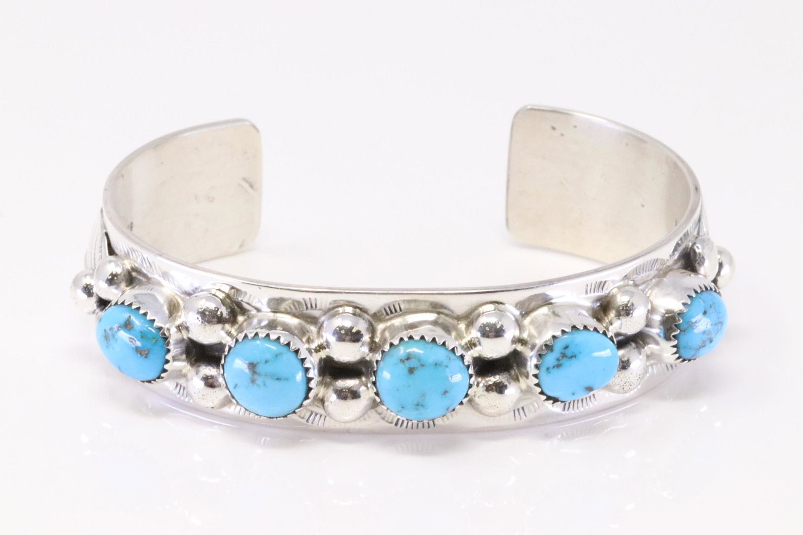 Native America Navajo Handmade Sterling Silver Turquoise Bracelet By Wilbert Meyers.: This is a Native America Navajo Handmade Sterling Silver Turquoise Bracelet By Wilbert Meyers.