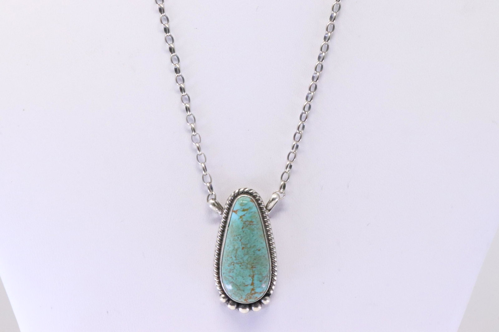 Native America Navajo Handmade Sterling Silver Turquoise Necklace By Alfred Martinez.: This is a Native America Navajo Handmade Sterling Silver Turquoise Necklace By Alfred Martinez. Necklace length: 16.00"