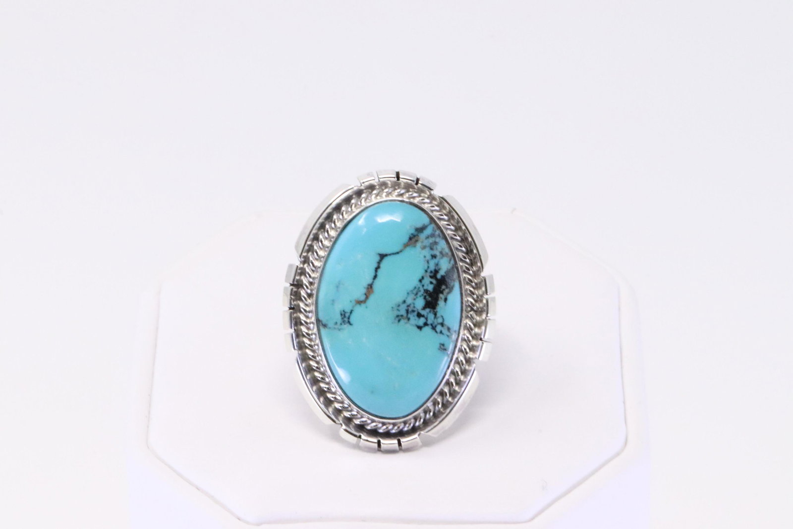 Native American Navajo Handmade Sterling Silver Turquoise Ring By Samuel Yellowhair.: This is a Native American Navajo Handmade Sterling Silver Turquoise Ring By Samuel Yellowhair. Ring size: 6.25.