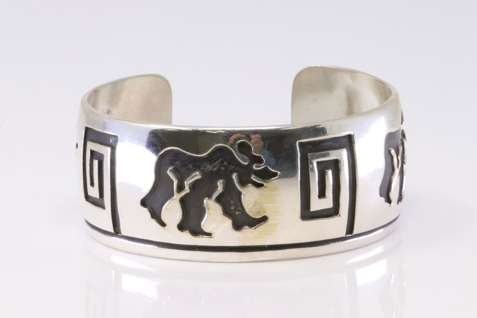 Native America Navajo Handmade Sterling Silver Solid Bracelet Cuff By Rosco Scott. (1 of 4)