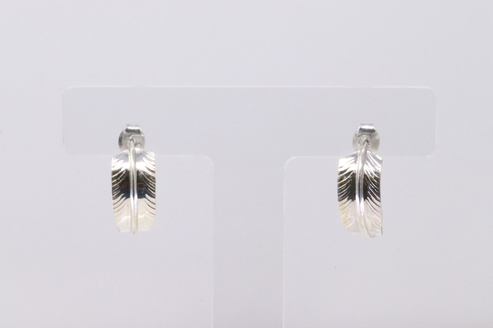 Native America Navajo Handmade Sterling Silver Hoop Feather Earring's. (1 of 4)