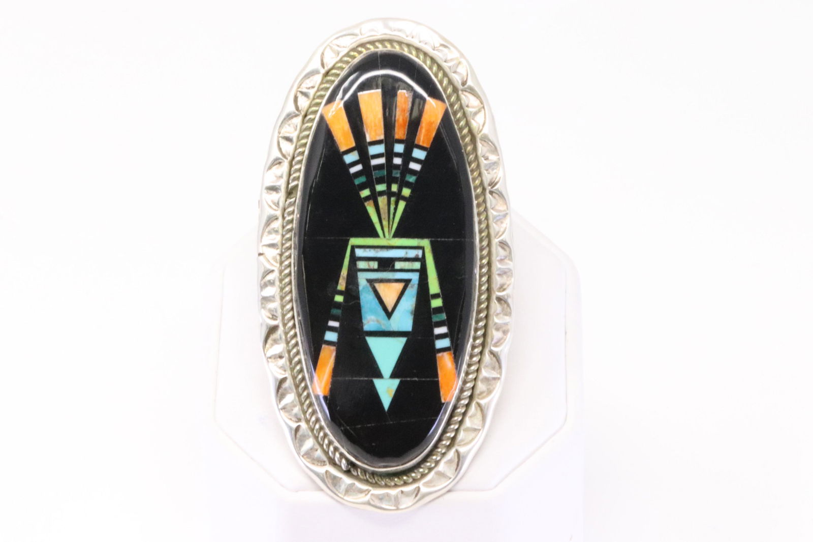 Native America Navajo Handmade Sterling Silver Multi-Color Galaxay Inlay Ring By Ray Jack.: This is a Native America Navajo Handmade Sterling Silver Multi-Color Galaxay Inlay Ring By Ray Jack. Ring size: 8.00.