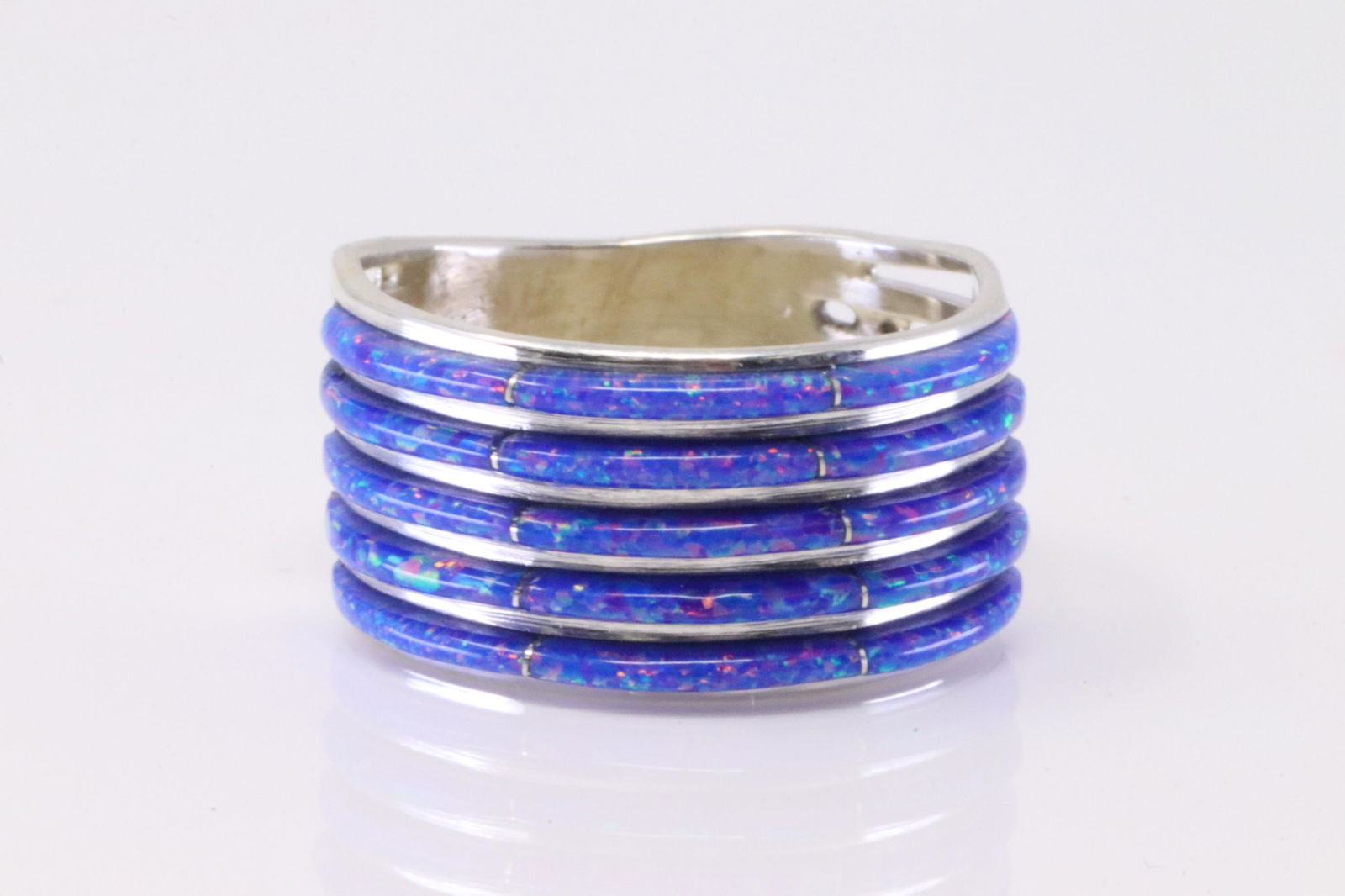 Native America Navajo Handmade Sterling Silver Purple Opal Ring. (1 of 4)